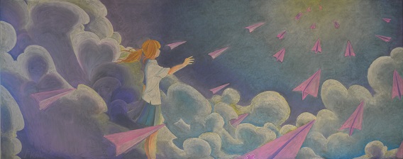 千葉県立船橋北高等学校美術部　チーム「夢飛ばし」　タイトル『優しさをのせた紙飛行機』