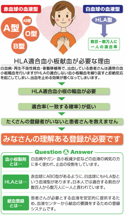 HLA適合血小板献血の登録をお願いします