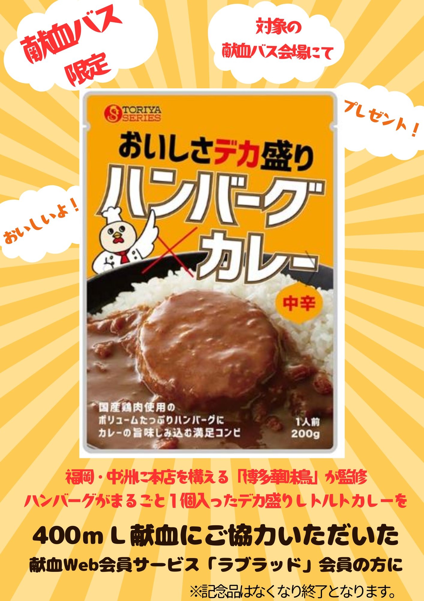 献血バス限定ハンバーグカレー