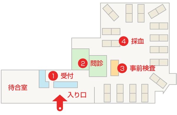 献血ルームMEETの平面図