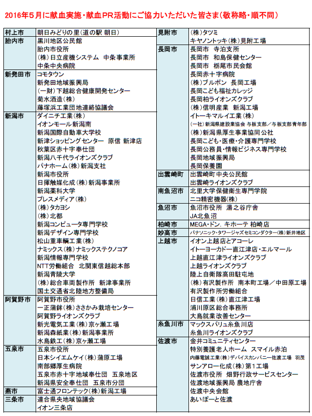 5月献血協力企業・団体【献血バス】