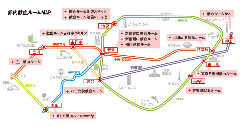 都内献血ルームMAPの画像